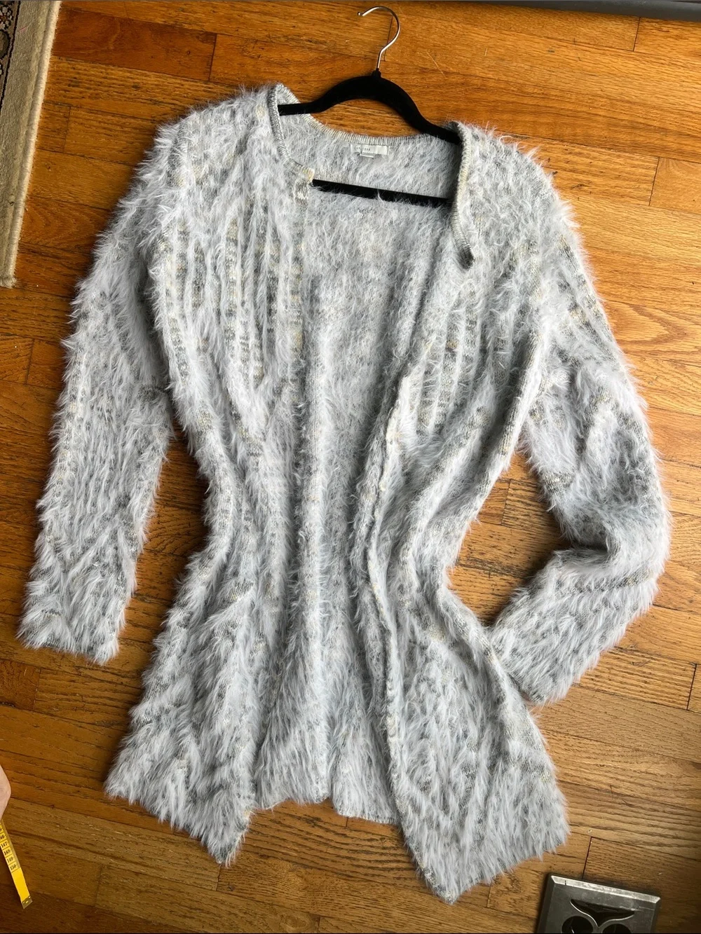 Fuzzy Open-Front Cardigan Sweater by Cato - Light Gray - Medium